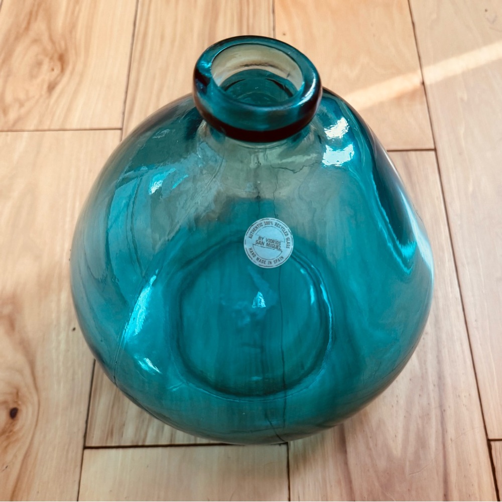 Turquoise Glass Vase Made in Spain
